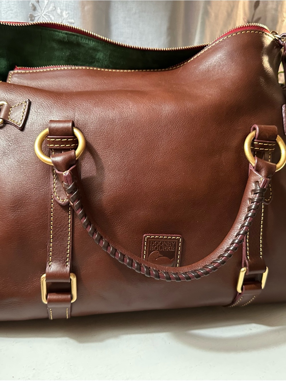 Chestnut Dooney & Bourke Florentine Leather Satchel NWT - Picture 4 of 13